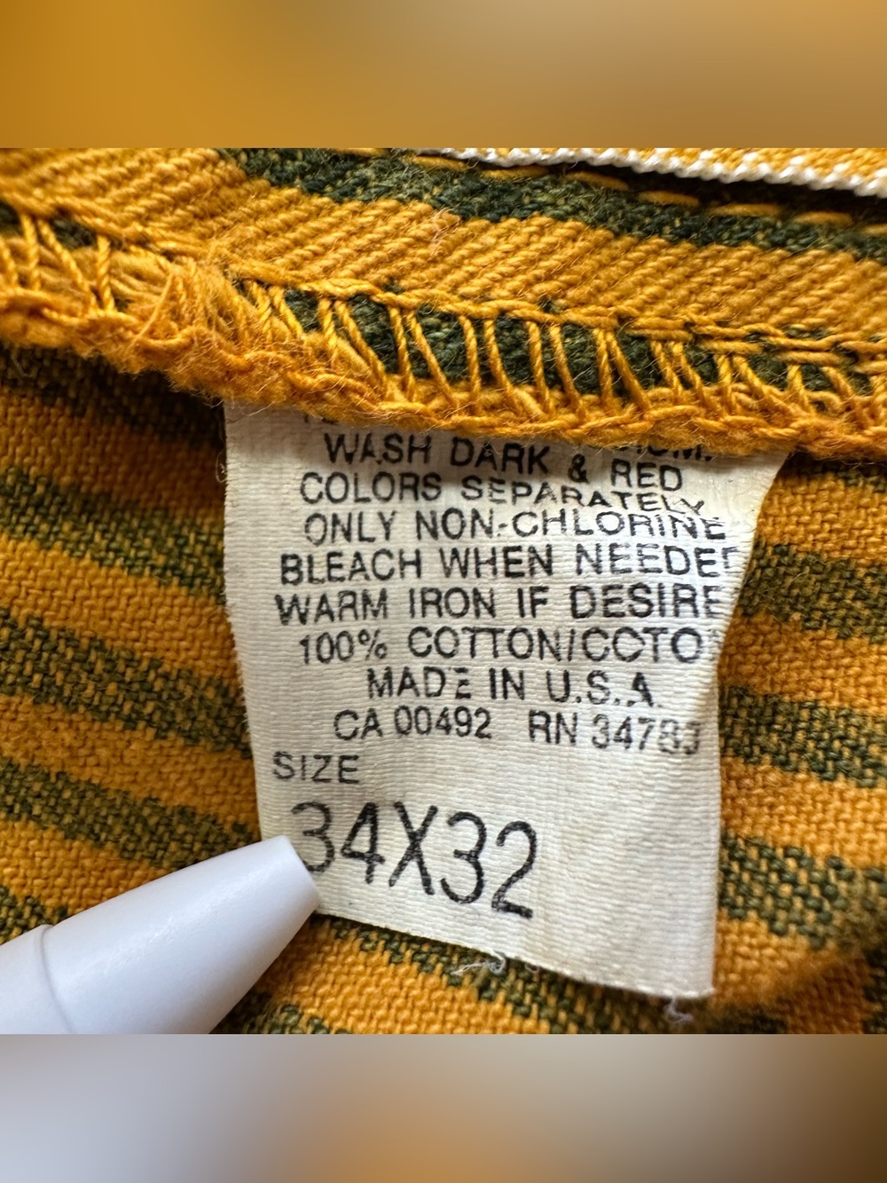 Men's Mustard Yellow Striped Jeans - Picture 7 of 11
